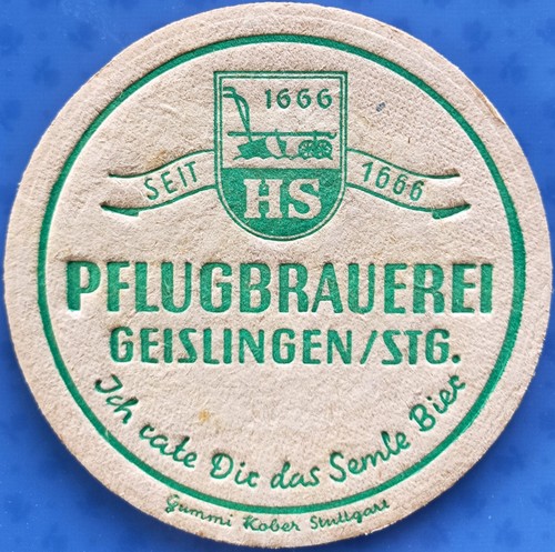 Old beer mat - plough, brewery